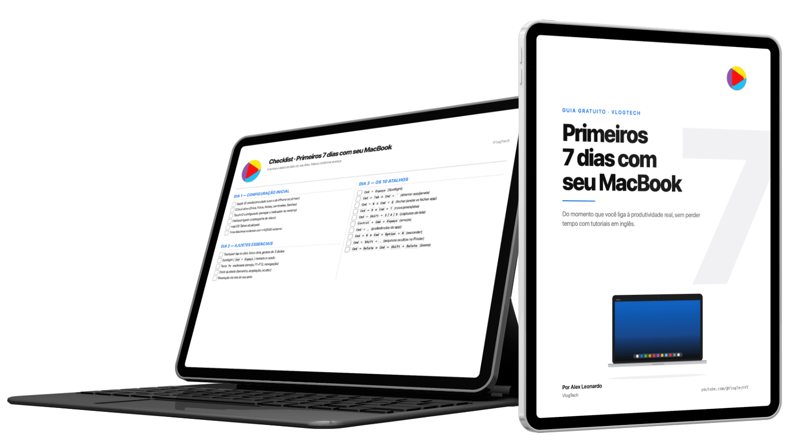 Capa do PDF e checklist abertos em tablet e MacBook